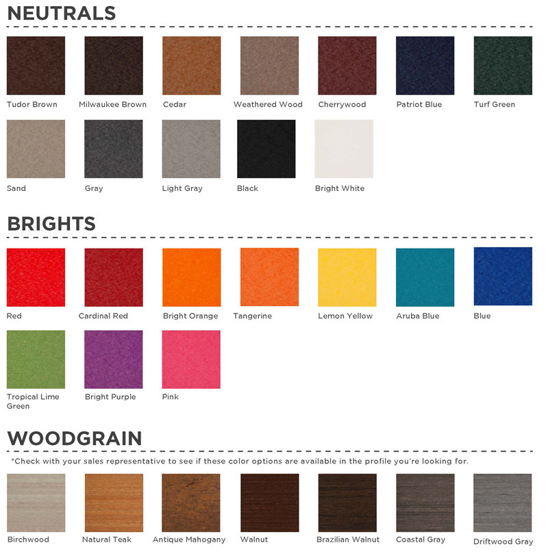 plastic lumber color samples through BGD Companies